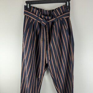 Zara Trafaluc Collection Striped Tie Waist Pants High Rise‎ Casual Medium